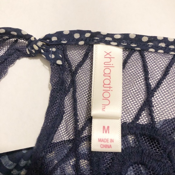 Xhilaration Peplum Frill Polka Dot Lace Blouse - Picture 6 of 8